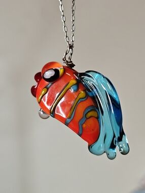 Lampwork Glass Pendant "Lady Fish" Necklace